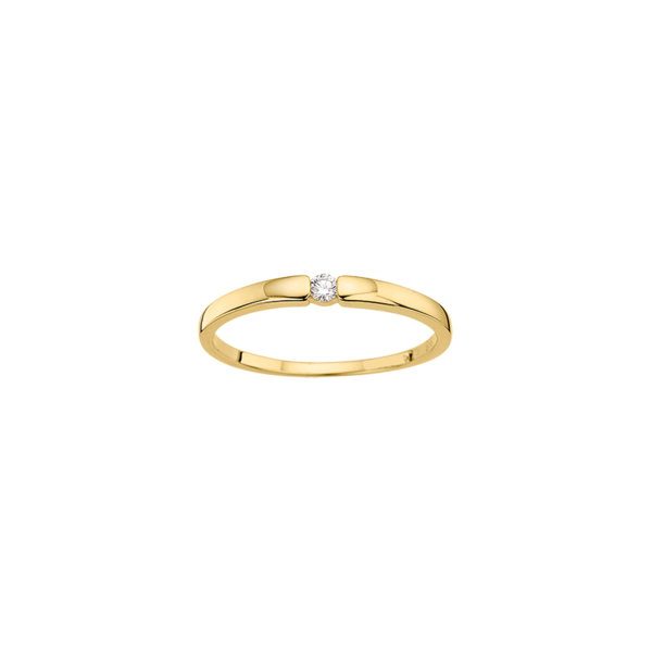 Solitär Ring in 585 Gold 0,06ct Brillant Balkenfassung