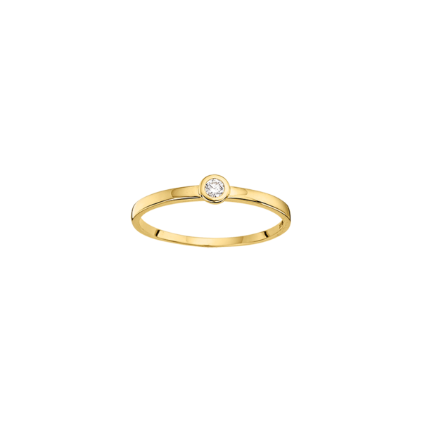 Solitär Ring in 585 Gold 0,05ct Brillant Zargenfassung