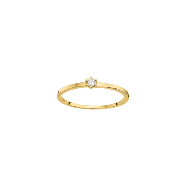 Solitär Ring in 585 Gold 0,05ct Brillant Krappenfassung