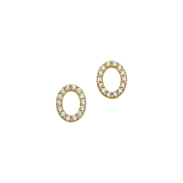 Ohrstecker Oval mit Zirkonia in 333 Gold