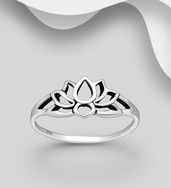 925 Silber Ring mit Lotusblume