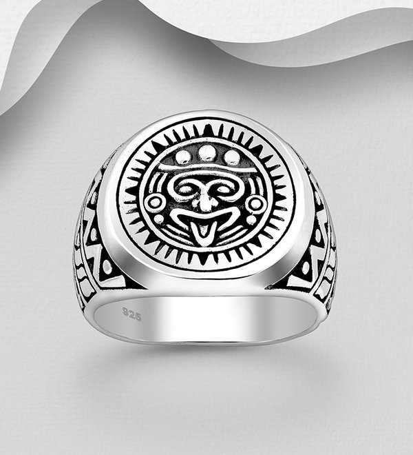 Ring "Azteken-Maske" in 925 Silber