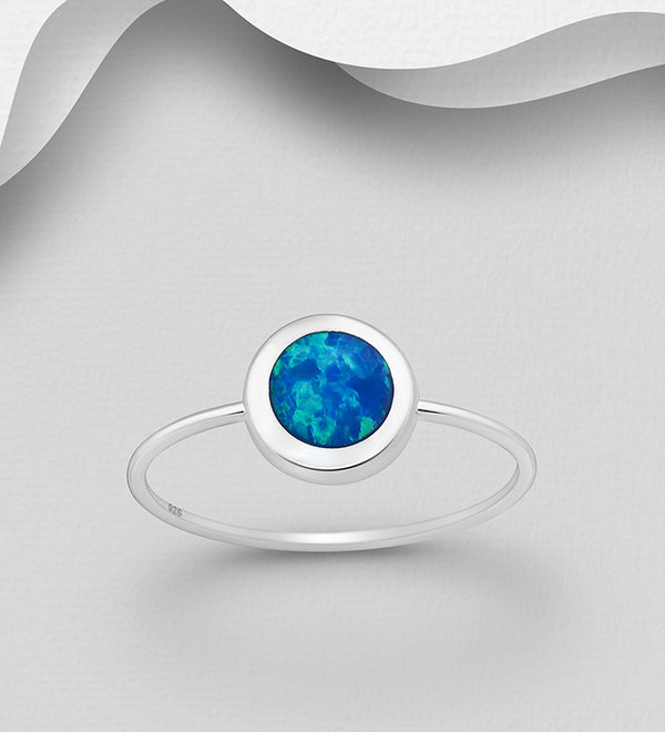 Silber Ring mit synthetischen Opal in 925 Silber