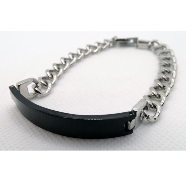ID-Armband in Edelstahl - Armband mit Gravurplatte schwarz